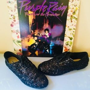 Steve Madden Black Sequined Dance Shoes Flats